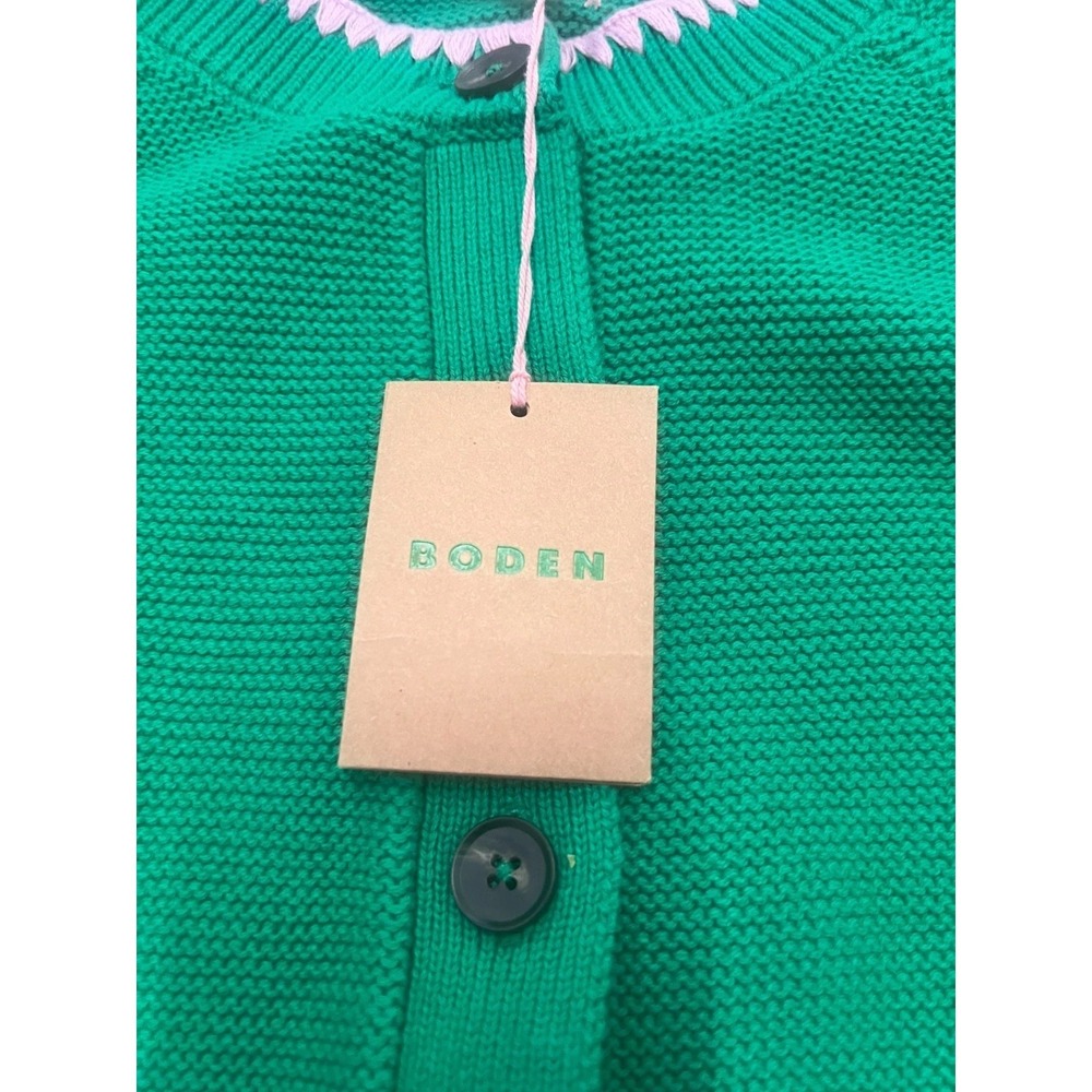 Boden Lena Cardigan Womens Large Green Knit Stitch Detail Long Sleeve Cozy NWT - Picture 4 of 11